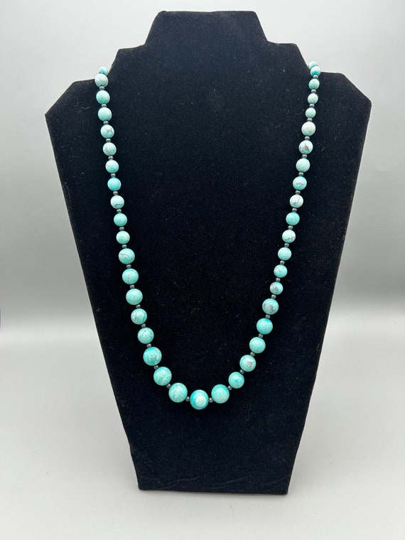 Turquoise Graduated Bead Necklace 24" - image 1