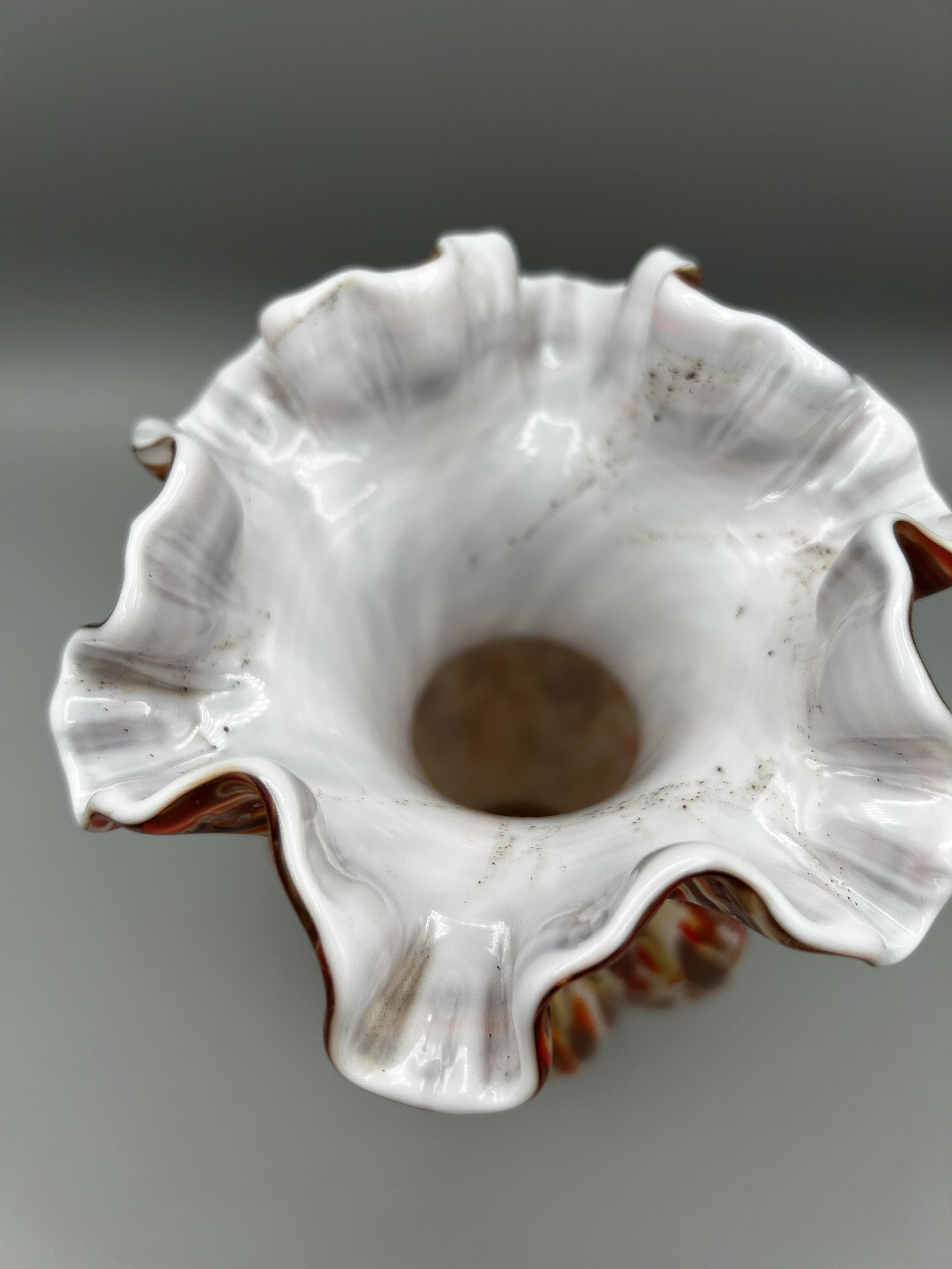 Fenton Vasa Murrhina Autumn Orange Ruffled Large Vase Etsy