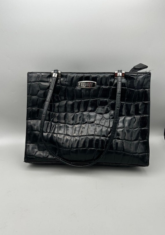 ESPRIT Black Patent Alligator Purse