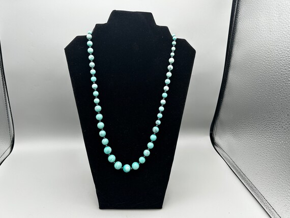 Turquoise Graduated Bead Necklace 24" - image 2