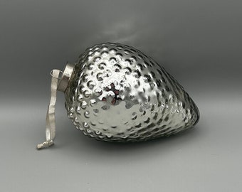 Large Silver Mercury Glass Kugel-style Strawberry Pinecone Ornament