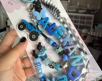 Cute personalised Name Key Rings | Key Rings | Personal KeyRings | cute Large Alphabet Key Charms | Large Beads | Bag Tag | Handmade