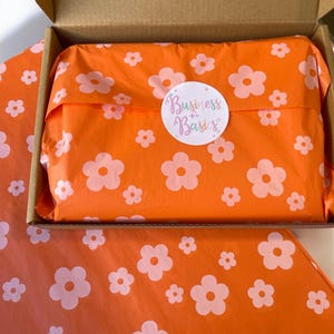 Retro Flower Tissue Paper | Gift wrapping tissue paper | Small business packaging paper | small business tissue paper | 15 sheets pack