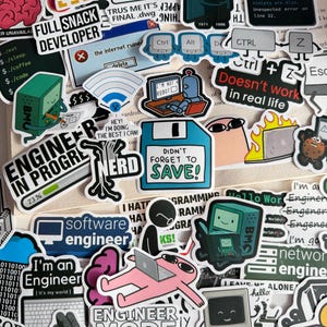 50 stuks stickers voor programmeurs en software-engineers | Vinylstickers voor programmeurs | Grappige stickers voor ontwikkelaars, techneuten en computers | SK22