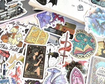 50 Fantasy Book Lover Sticker Pack | Romantasy Dragon Vinyl Stickers | Booktok Kindle Decals | Cozy Reader Aesthetic Laptop Stickers
