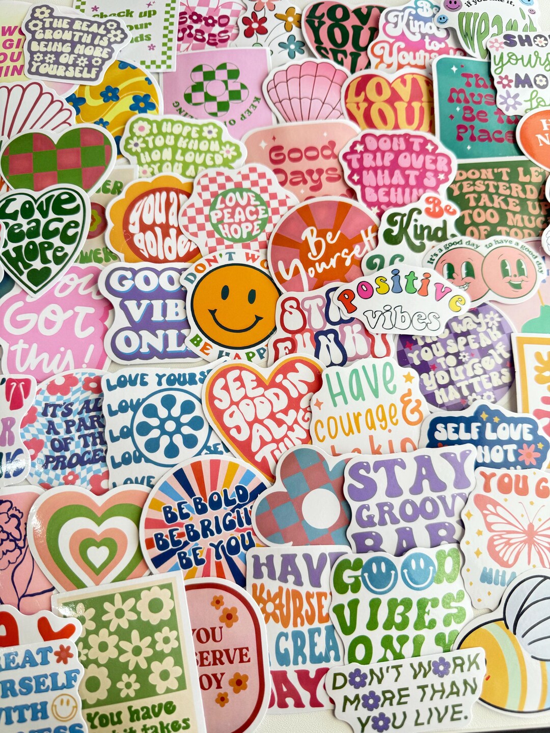 Retro Positive Vibes Stickers | Mental Health Stickers | Motivational ...