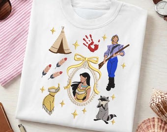 Forest Maiden T-Shirt | Wilderness Princess Tee | Faux Embroidery Explorer Shirt | Storybook Nature Apparel | Fairytale Raccoon Top