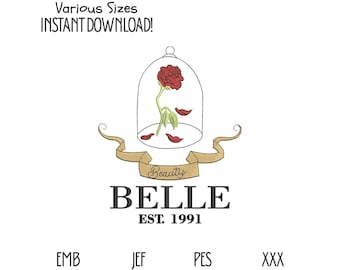 Enchanted Rose Embroidery Design – Fairytale Machine Embroidery File (Instant Download)