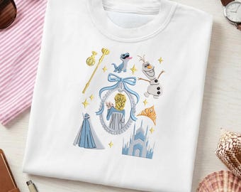 Ice Princess T-Shirt | Winter Fairytale Shirt | Magical Snowman Tee | Faux Embroidery Top | Ice Castle Apparel | Storybook Gift
