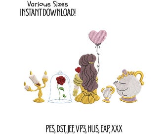 Princess Embroidery Design, Magic Kingdom Cartoon (Instant Download)