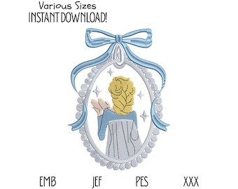 Winter Princess Embroidery Design, Cartoon Style (Instant Download)