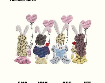 Cartoon Princess Embroidery Design, Magic Kingdom Coquette (Digital Download)