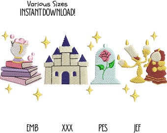 Beauty and the Beast Embroidery Design, Fairytale Machine Embroidery File (Instant Download)