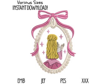 Princess Embroidery Design, Fairytale Cartoon Style (Digital Instant Download)