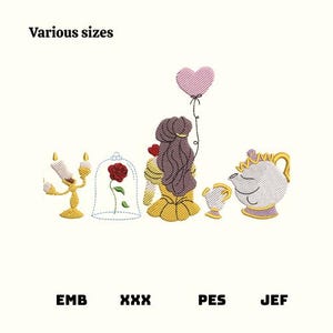 Magic Kingdom Embroidery Design, Vintage Cartoon Princess Embroidery, Pretty Princess Embroidery File, Princess Coquette Embroidery