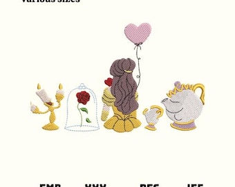 Princess Embroidery Design, Magic Kingdom Cartoon (Instant Download)