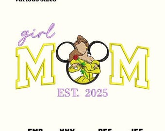 Princess Mom Embroidery Design, Vintage Cartoon, Coquette Style (Digital Download)