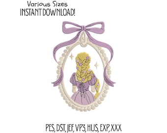 Cartoon Princess Embroidery Design, Vintage Coquette File (Digital Download)