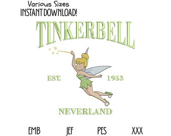 Tinkerbell Embroidery Design - Vintage Green Fairy (Instant Download)