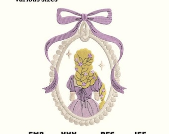 Cartoon Princess Embroidery Design, Vintage Coquette File (Digital Download)