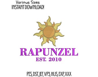 Golden Sun Princess Embroidery Design – Fairytale Emblem (Instant Download)