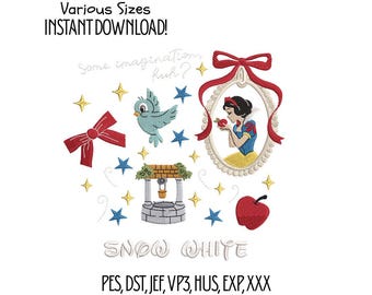 Vintage Princess Embroidery Design – Storybook Fairytale Applique (Instant Download)