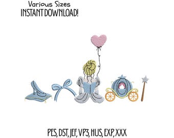 Cartoon Princess Embroidery Design, Princess Coquette (Digital Download)