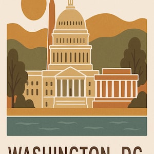 11x14 - Minimalist Boho Wall Art Prints | Washington, DC in Warm Earth Tones | Digital Download