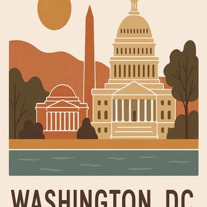 11x14 - Minimalist Boho Wall Art Prints | Washington, DC in Warm Earth Tones | Digital Download