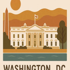 11x14 - Minimalist Boho Wall Art Prints | Washington, DC in Warm Earth Tones | Digital Download