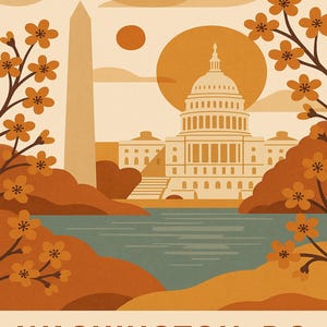 11x14 - Minimalist Boho Wall Art Prints | Washington, DC in Warm Earth Tones | Digital Download