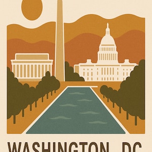 11x14 - Minimalist Boho Wall Art Prints | Washington, DC in Warm Earth Tones | Digital Download