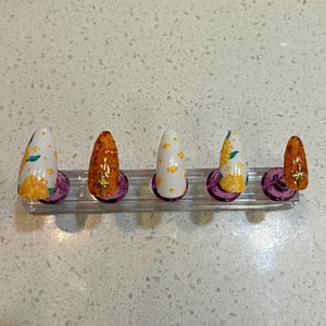 Hand Painted Yellow  Flower Press on Nails