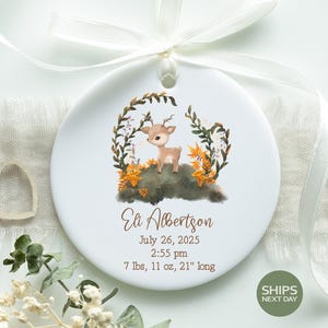 Baby Birth Stats Ornament • Babys First Christmas Gift • Newborn Baby Keepsake • Xmas Tree Decor