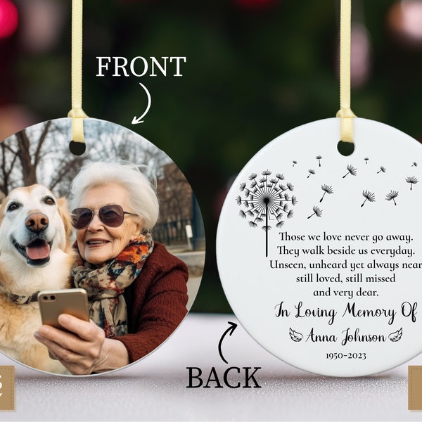 Personalized Memorial Photo Ornament • Both Sides Printed Ornament • Remembrance Keepsake • In Loving Memory Gift