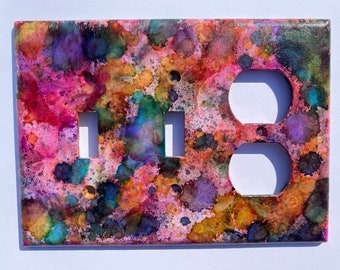 Hand Painted Light Switch and Outlet Cover - Multicolored