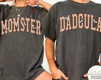 Comfort Colors Momster Dadcula Halloween Shirts, Funny Halloween Couple Shirts, Mama Dad Shirt for Halloween Party, Pregnancy Announcement