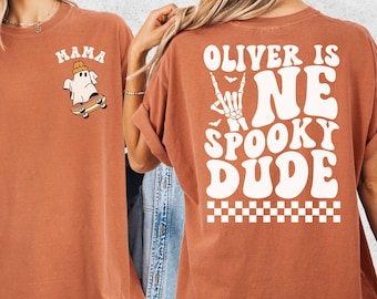 One Spooky Dude Birthday Shirts, Comfort Colors Halloween 1st Birthday Matching Family Shirts Retro Ghost Toddler Boy Outfit Spooky Mama