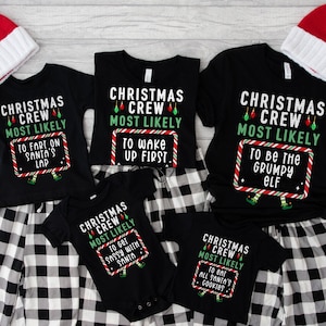 Family Christmas Shirt, Group Matching Christmas Shirts, Funny Most Likely to Christmas Party T-Shirts, Matching Family Christmas Shirts