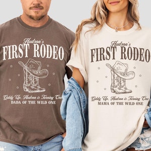 First Rodeo Birthday Party Matching Family Shirts, Comfort Colors Western 1st Rodeo Mama Daddy Tshirts, Blue Cowboy 1st Birthday Boy Outfit