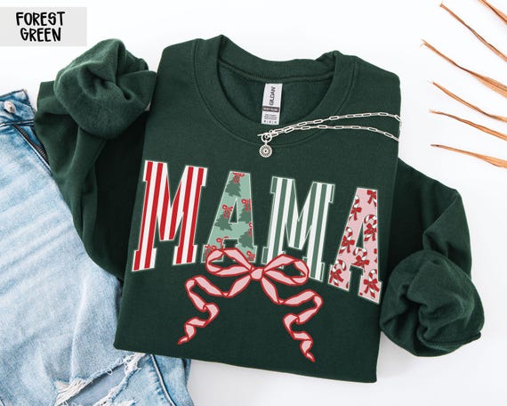 Christmas Mama Sweatshirt, Retro Mom Shirt, Christmas Gift for Mom, Christmas Mom Sweatshirt, Holiday New Mom Gift, Pregnancy Announcement