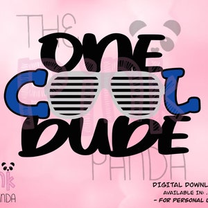SVG ファイル: ONE Cool Dude ケーキ トッパー テンプレート - Cricut、シルエット (.svg + .png ファイル)
