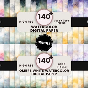Aquarell digitales Papier | Ombre Aquarell digitales Papier| Regenbogenfarben Farbverlauf| Aquarell-Hintergrundtexturen | helles Pastell