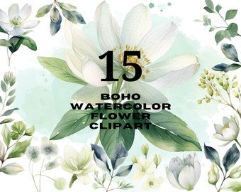 Wildblumen | Wildblumen Clipart | Aquarell-Set | Frühlingsblumen Blätter | für Einladungen | Karten | PNG-clipart