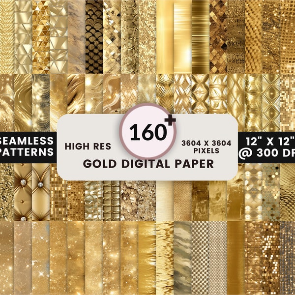 Gold Digital Paper, seamless gold textures, gold glitter backgrounds, gold foil and sequins, Gold Texture Digital Paper