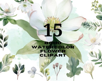 Wildblumen | Wildblumen Clipart | Aquarell-Set | Frühlingsblumen Blätter | für Einladungen | Karten | PNG-clipart