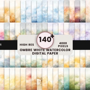 Ombre Aquarell digitales Papier | Regenbogenfarben mit Farbverlauf | aquarellierte Hintergrundtexturen | Helle druckbare Aquarelltextur