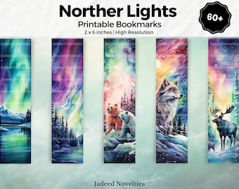 60 Northern Lights Printable Bookmarks | Fantasy Bookmarks Bookmark Set| PNG bookmark sublimation | Bookmark Art Set | Nature Bookmark