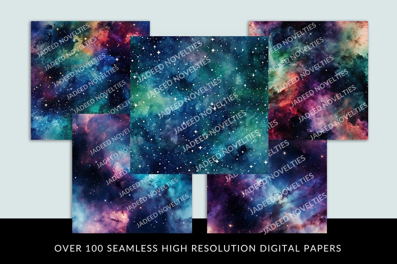 140 Galaxy Watercolor Digital Paper| Seamless Pattern, Stardust ...