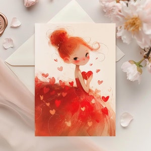 Valentine's Day Card to Offer, Set of Postcards to Decorate, Gift for Valentine's Day, A6 Print - Red Heart Love Card